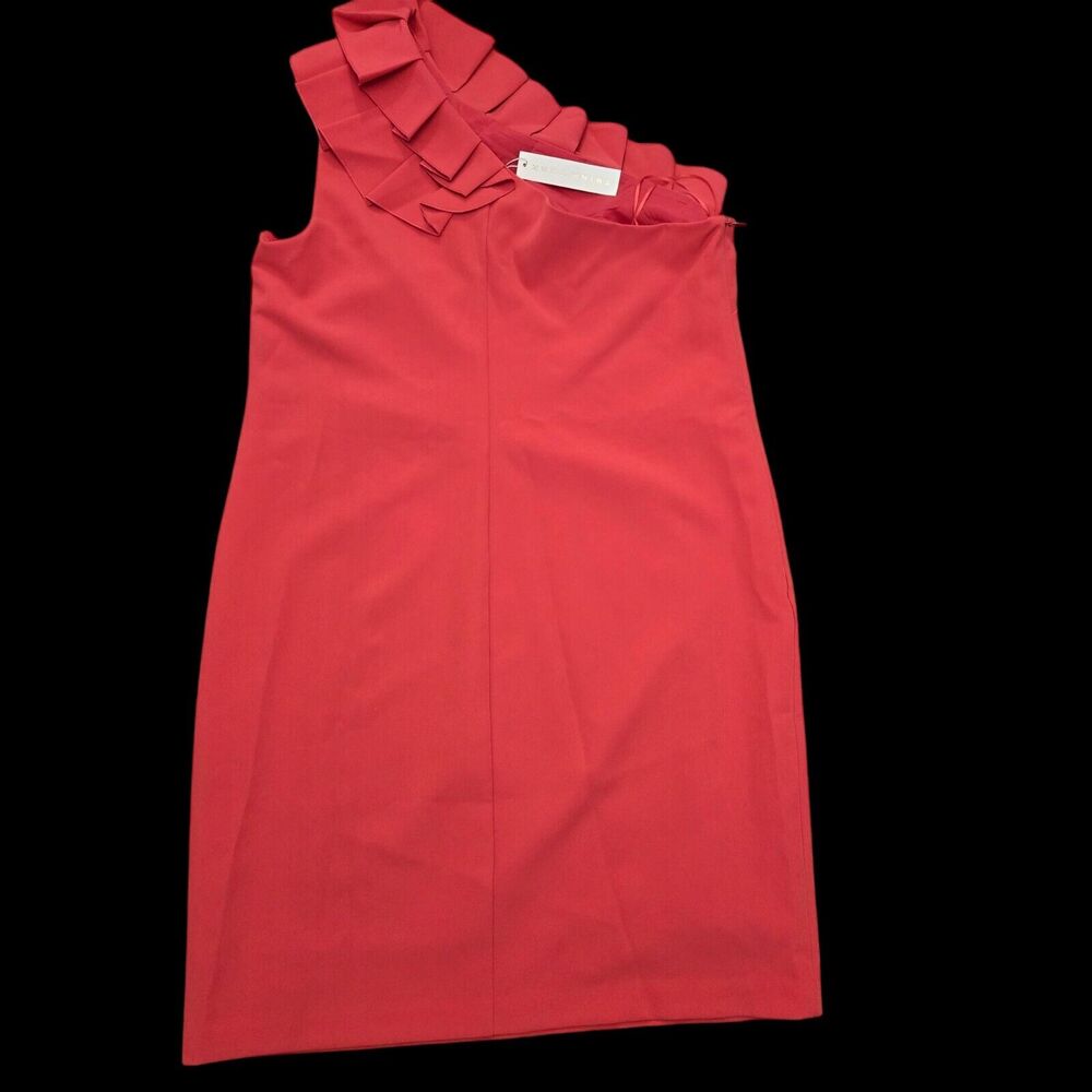 Trina Turk Womens Sz 12 One Ruffle Shoulder Coctail Event Dress